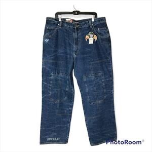 Outkast Clothing Company NWT Men's 42x34 MD1827 Dark Wash Baggy Jeans